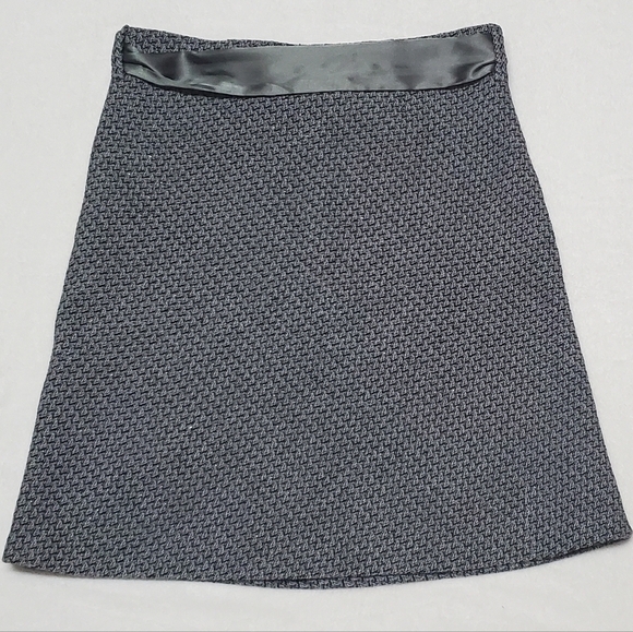 Vintage Old Navy Low Waist Grey Wool Metallic Tweed Satin Tie-Waist Midi Skirt 8 - Picture 7 of 12